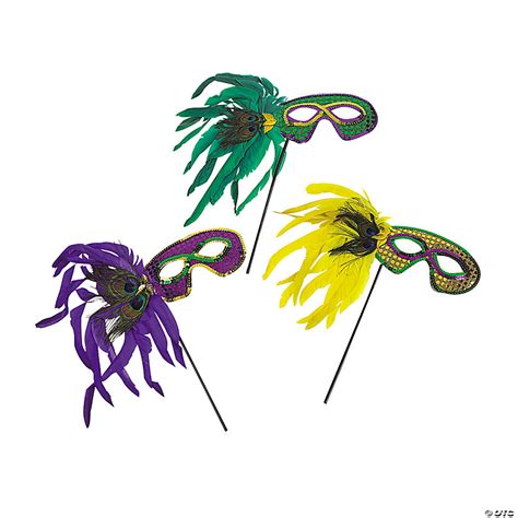 Mardi Gras Feather Masks 12 Pc Oriental Trading