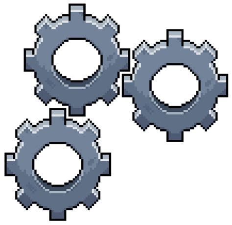 Pixel Art Gears Gear Set Vector Icon For 8bit Game On White Background