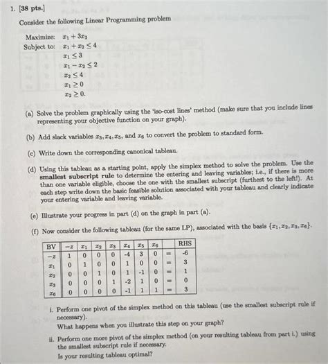 Solved Consider The Following Linear Programming Problem Chegg