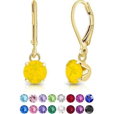 Boucles D Oreilles Dormeuses En Argent Fin Plaqu Or Jaune Et