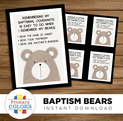 Remembering Baptismal Covenants Bears Of Baptism Lds Etsy