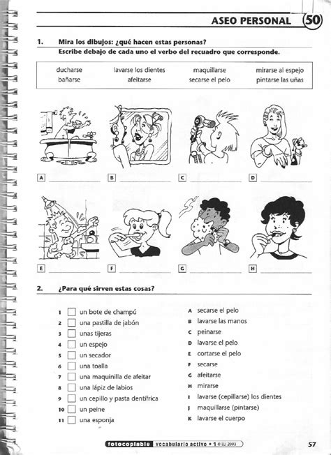 Vocabulario Activo Fichas Con Ejercicios Fotocopiables Elemental