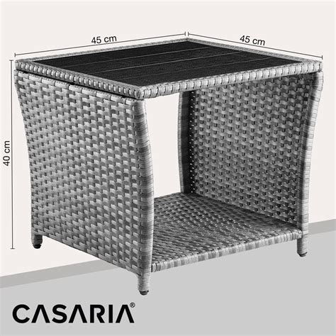 Polyrattan Garden Side Table Grey 45x45x40cm DeubaXXL