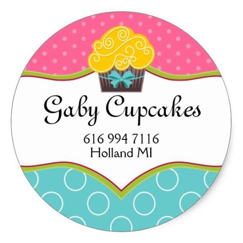 Whimsical Cupcake Bakery Box Seals Zazzle