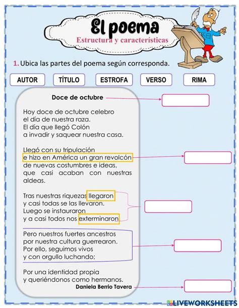 El poema worksheet for Grado 1º 2º 3º Actividades de poesía