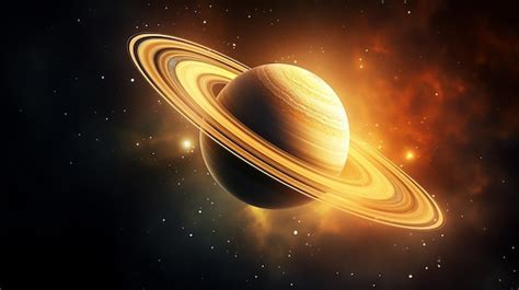 Planeta Saturno En El Universo Planeta Con Anillos Foto Premium