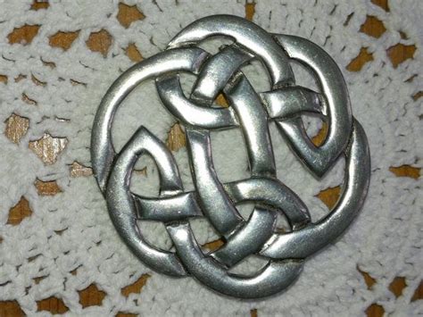 Stylized Pewter Silver Colour Vintage Brooch Celtic Knot Etsy