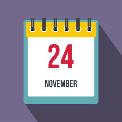 Calendar november 24 flat icon with shadow 14154029 Vector Art at Vecteezy
