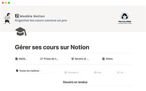 Gérer ses cours sur Notion Notion Template