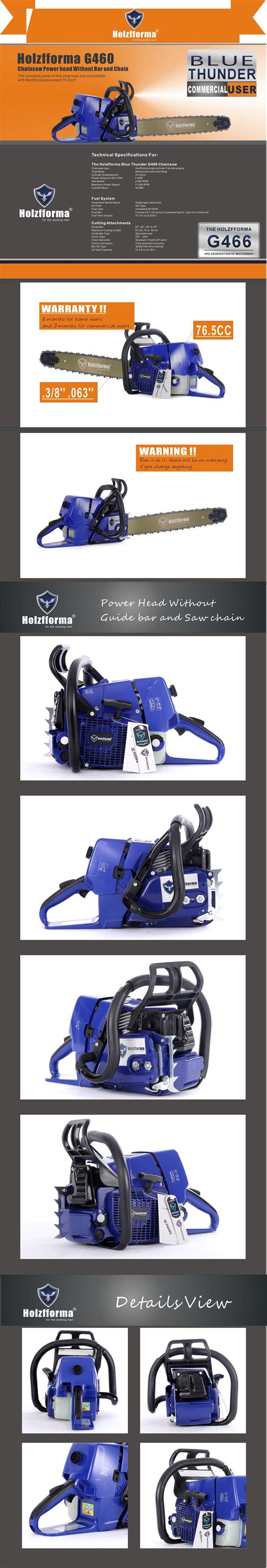 Cc Holzfforma Blue Thunder G Gasoline Chain Saw Power Head