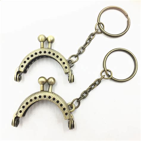 Arch Metal Frame With Key Ring Lattice Embossed Kiss Clasp DIY Coin