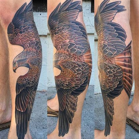 Mexican Eagle Leg Tattoo by Nathaniel Gann