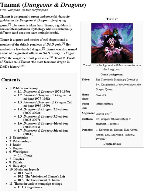 Tiamat Dungeons And Dragons Wikipedia Pdf Dungeons And Dragons