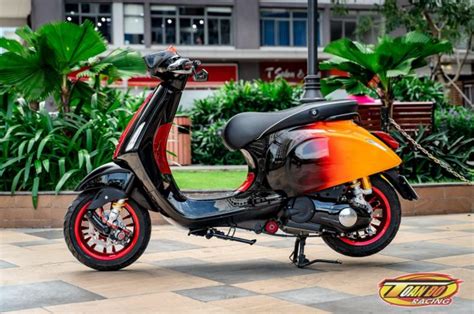 Modifikasi Motor Vespa Sprint 150 Makin Sporty Pakai Warna Bodi Gradasi Motorplus