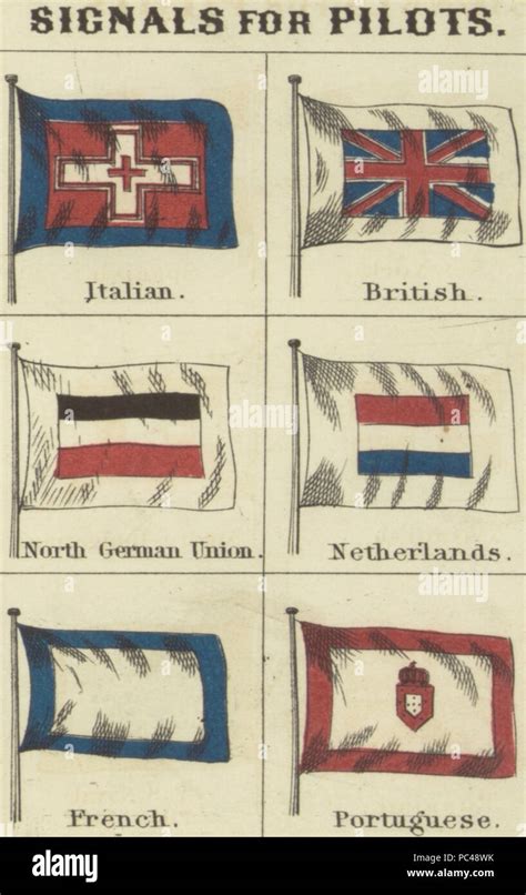 558 Signals for Pilots. Johnson's new chart of national emblems, 1868.B Stock Photo - Alamy