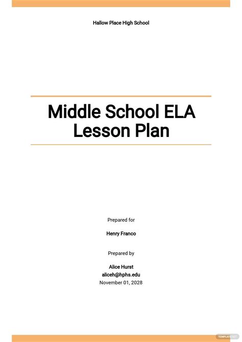 Middle School ELA Lesson Plan Template In PDF Word Pages Google Docs