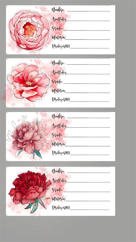 Three Watercolor Flowers With The Names Of Each Flower