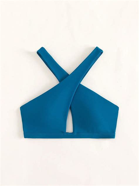 Criss Cross Halter Bikini Top Shein Usa