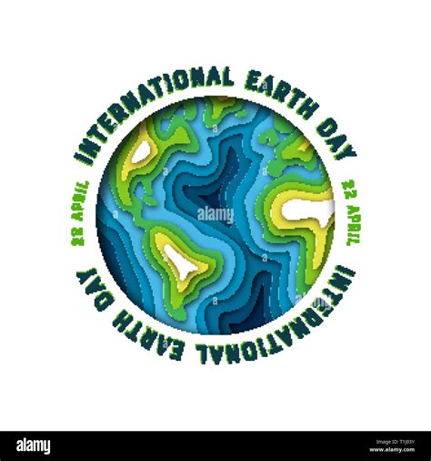 International Mother Earth Day Illustration Of Green Papercut World Map