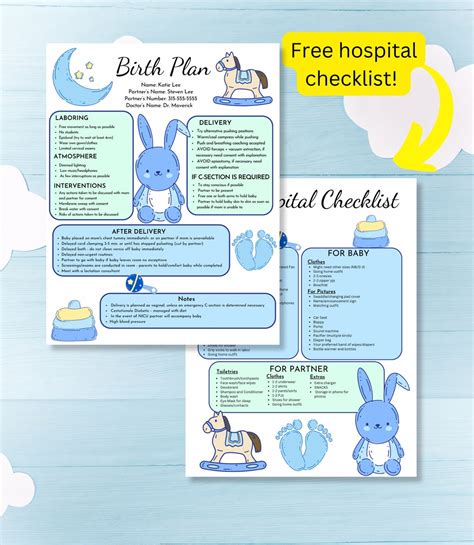 Birth Plan Template Simple Birth Plan Editable Birthing Etsy