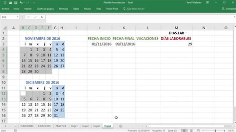 Función Dias Lab En Excel Youtube