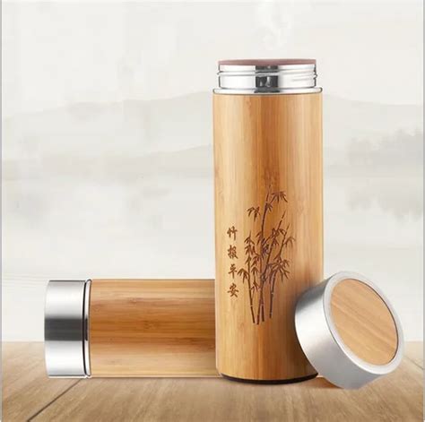 450ml Bpa Free Insulated Double Wall Bamboo Stainless Steel Drinking