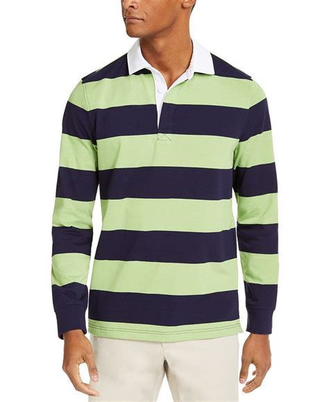 Club Room Mens Two Tone Striped Long Sleeve Rugby Shirt Created For