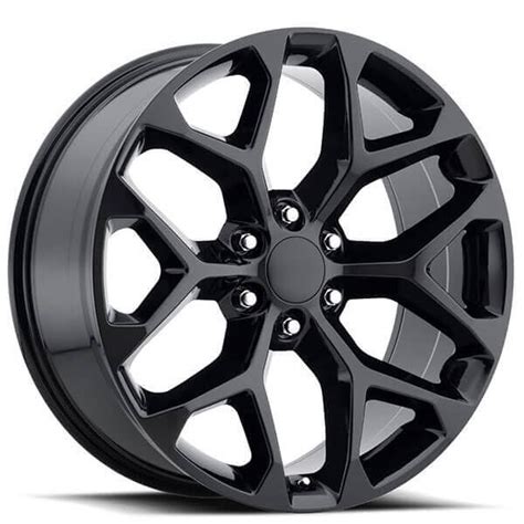 22 Chevy Truck Snowflake Wheels Fr 59 Gloss Black Oem Replica Rims Oem220 2