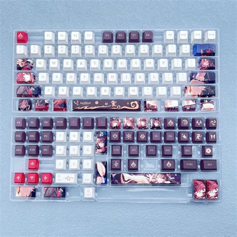 137 Phím Genshin Impact Hu Tao Keycap Cherry Profile Anime PBT Dye Sub