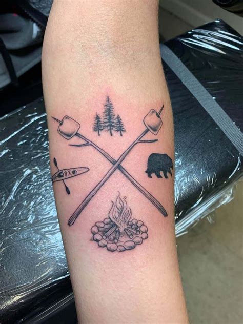 Minimalist Camping Tattoo Dad Tattoos Small Tattoos Sleeve Tattoos