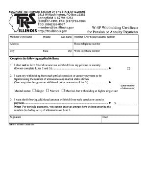 Fillable Online Trs Illinois W P Withholding Certificate For Pension