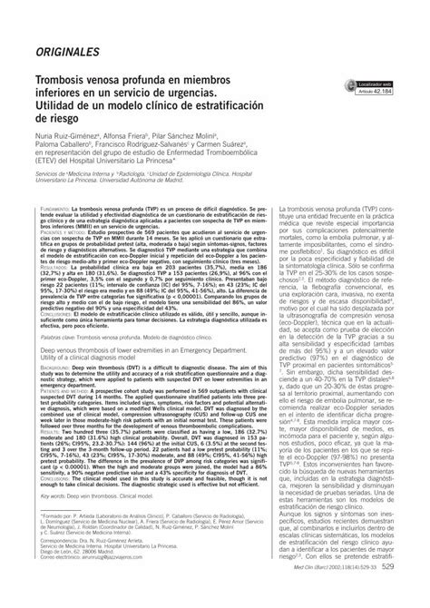 PDF Trombosis Venosa Profunda En Miembros Inferiores En Un Servicio