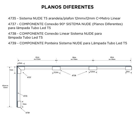 Sistema Nude T Arandela Plafon De Sobrepor Mm X Mm X Metro Linear Iluminar