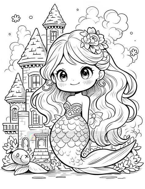 40 Kawaii Mermaid Coloring Pages Instant Download Printable Pdf