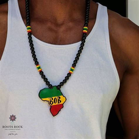 African Continent Pendant Necklace African Necklace Jamaican Rasta