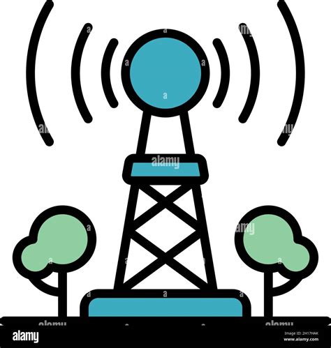 Farm Smart Tower Icon Outline Farm Smart Tower Vector Icon Color Flat