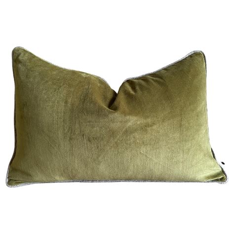 French Cotton Velvet Lumbar Pillow With Jute Trim For Sale At 1stDibs