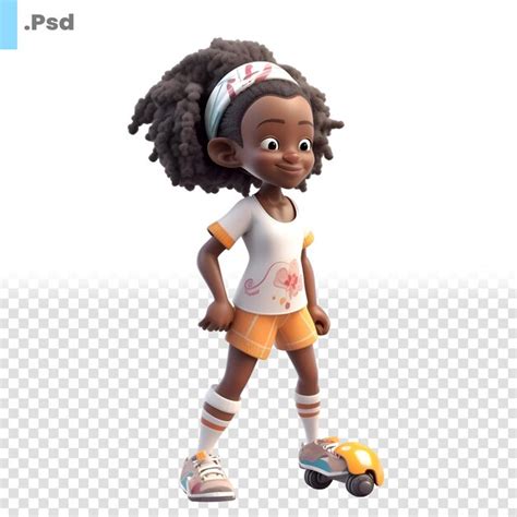 Rendu 3d D une Petite Fille Afro américaine Avec Modèle Psd Clipping