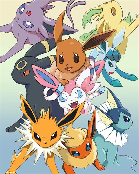 Eeveelutions Pokemon Fan Art Poster Pkmn Poster Fan Art Cute Etsy Uk