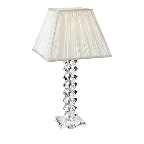 8239 Crystal Base Table Lamp In Crystal Glass With Cream Shade