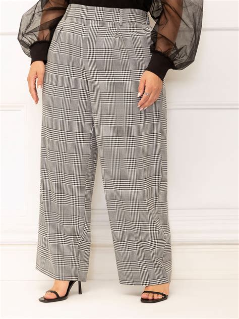 Eloquii Elements Womens Plus Size Pleated Wide Leg Pants 30” Inseam