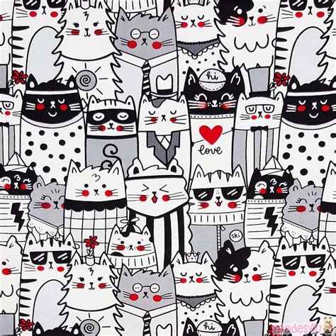 Timeless Treasures Packed Cartoon Cat Fabric Modes U