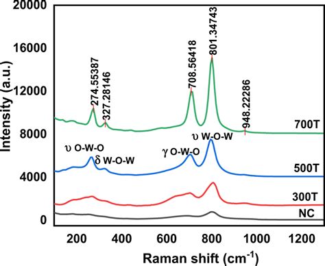 Raman Spectra Of Non Calcined And Calcined Wo3 Nanostructures Under Download Scientific Diagram