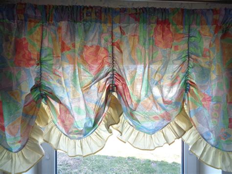 Vintage Curtain Valance Pastel Color Cotton Balloon Valance Etsy