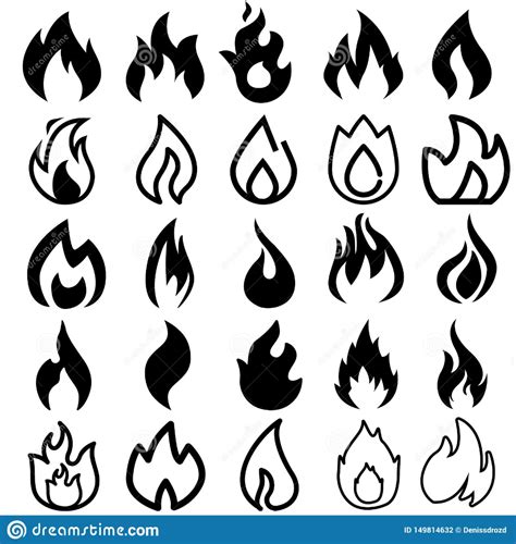 Fire Icons Burning Flame Silhouette Logos Simple Fire Symbols For Hot