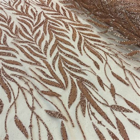 Tule Glitter Pesado Folhas Nude SEU Tecido Online