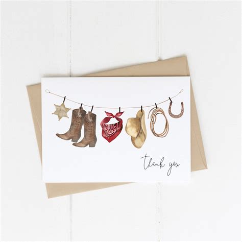 Cowboy Thank You Card Printable Editable Template Red My 1st Rodeo