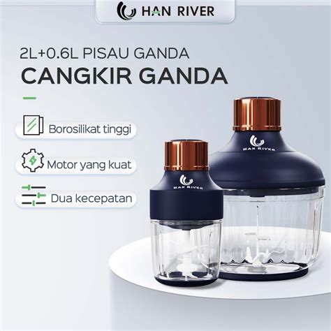 Jual HAN RIVER Blender HRJRJ05BU Mesin Makanan Cangkir Ganda 2 In 1