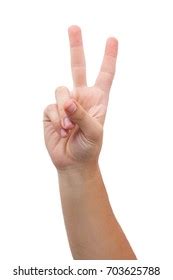 Man Hand Victory Sign Gesture Isolated Stock Photo 703625788 Shutterstock