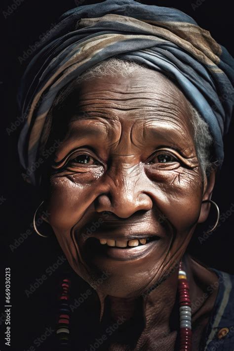 Smiling Old African Woman Closeup Stock Photo Adobe Stock